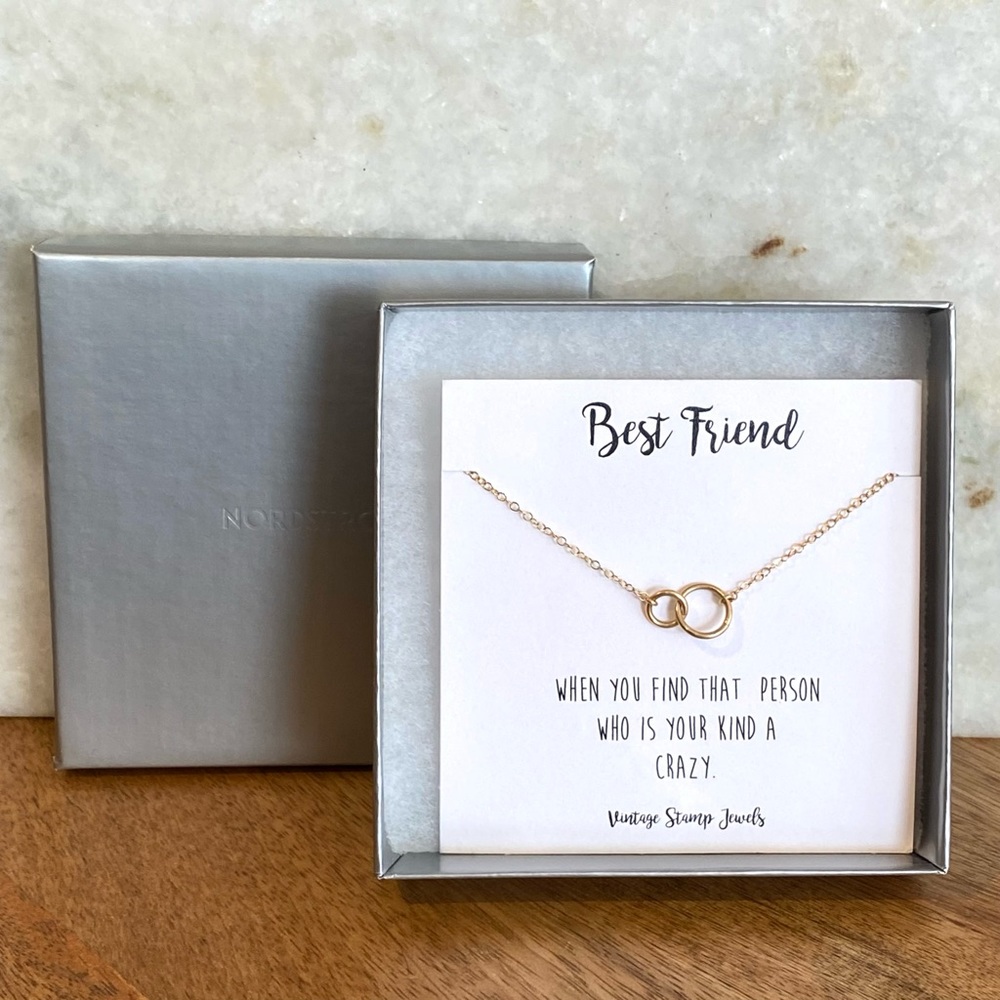 ‘Best Friend’ Interlocking Circles Necklace by Vintage Stamp Jewels